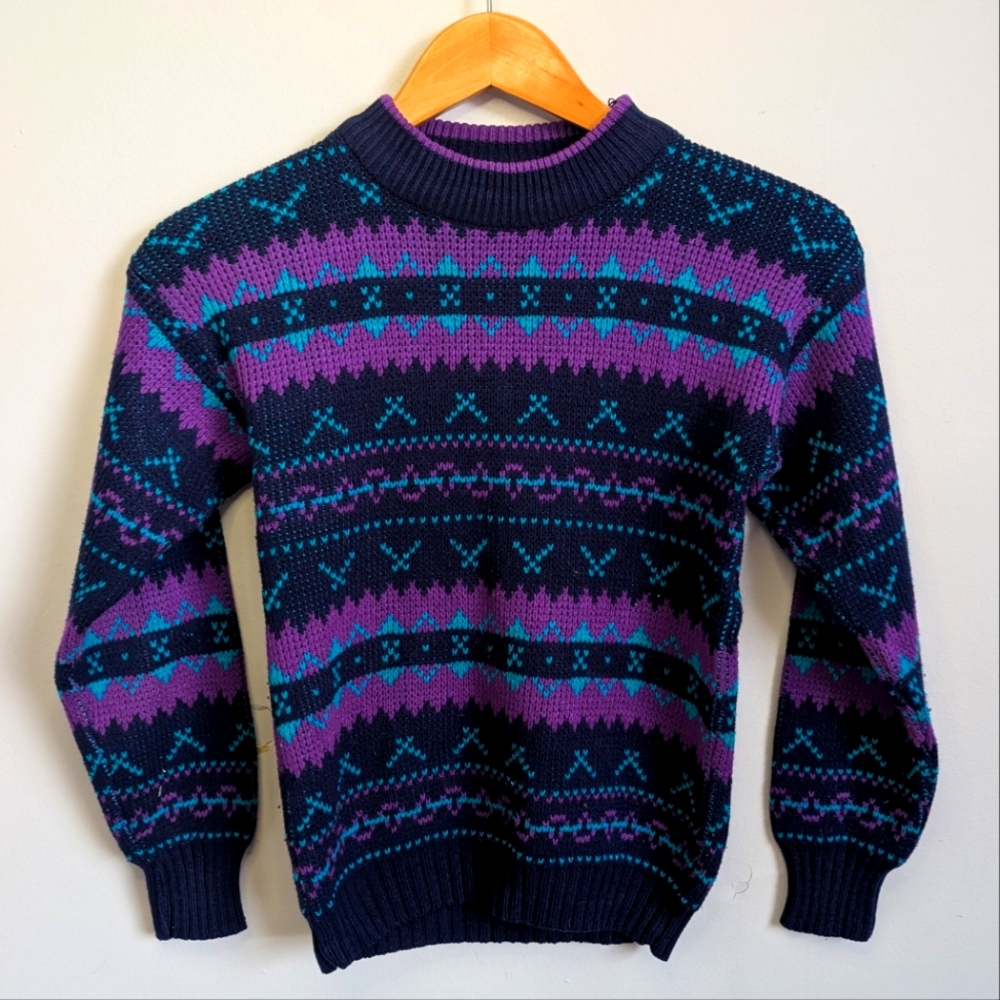Vintage Kids Knit Sweater Tam O'Shanter Youth Medium